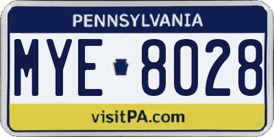 PA license plate MYE8028