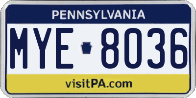 PA license plate MYE8036