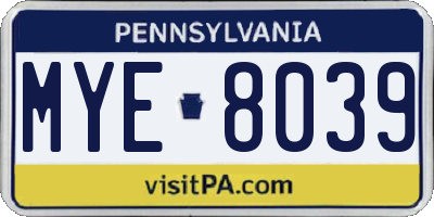 PA license plate MYE8039