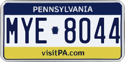 PA license plate MYE8044