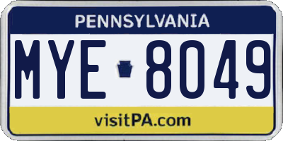 PA license plate MYE8049