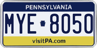 PA license plate MYE8050
