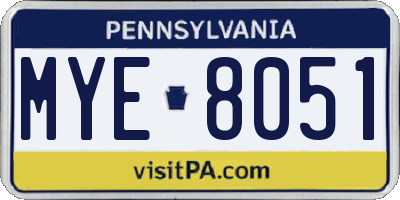 PA license plate MYE8051