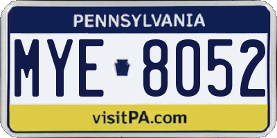 PA license plate MYE8052