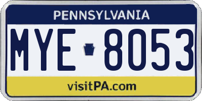 PA license plate MYE8053