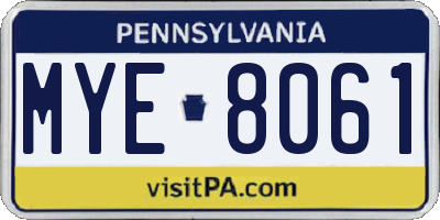 PA license plate MYE8061