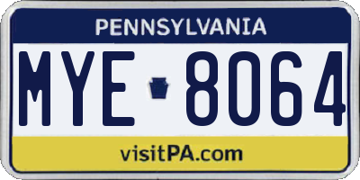 PA license plate MYE8064