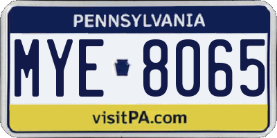 PA license plate MYE8065