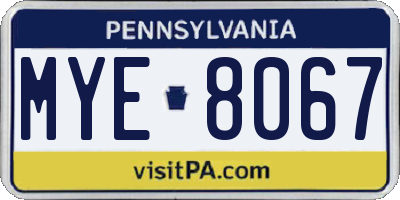 PA license plate MYE8067