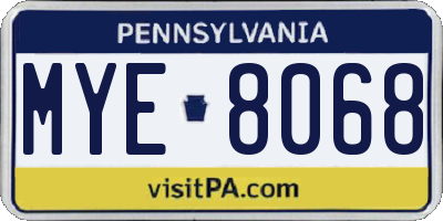 PA license plate MYE8068