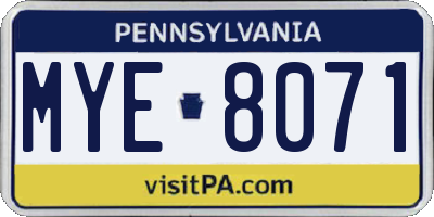 PA license plate MYE8071