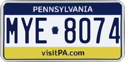 PA license plate MYE8074