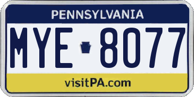 PA license plate MYE8077