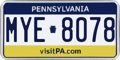 PA license plate MYE8078