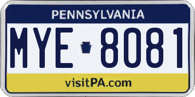 PA license plate MYE8081