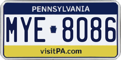 PA license plate MYE8086