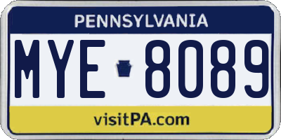 PA license plate MYE8089