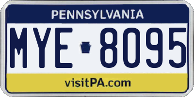 PA license plate MYE8095