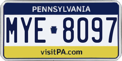 PA license plate MYE8097