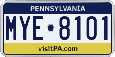 PA license plate MYE8101