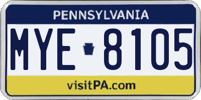 PA license plate MYE8105