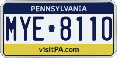 PA license plate MYE8110