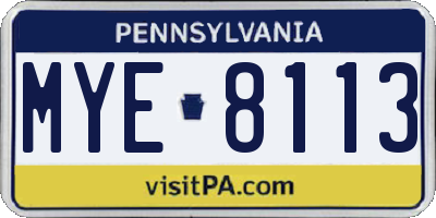 PA license plate MYE8113