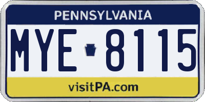 PA license plate MYE8115
