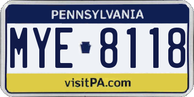 PA license plate MYE8118