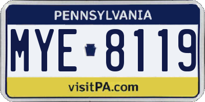 PA license plate MYE8119