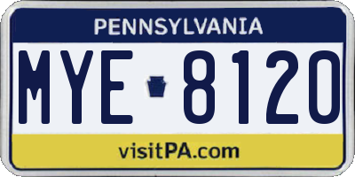 PA license plate MYE8120