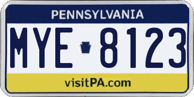PA license plate MYE8123