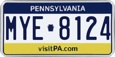PA license plate MYE8124