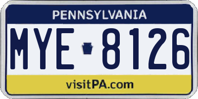 PA license plate MYE8126