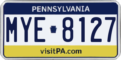 PA license plate MYE8127