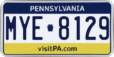 PA license plate MYE8129