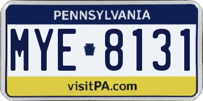 PA license plate MYE8131
