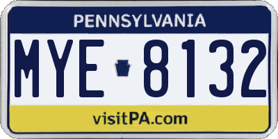 PA license plate MYE8132