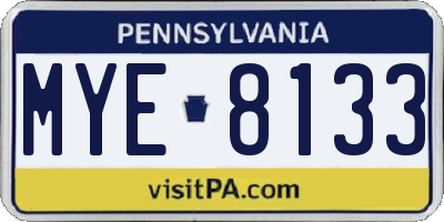 PA license plate MYE8133