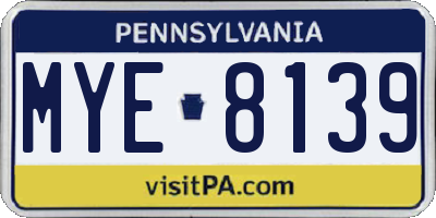 PA license plate MYE8139