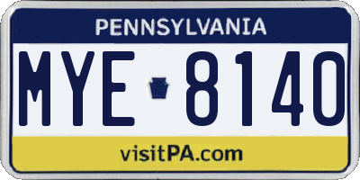 PA license plate MYE8140