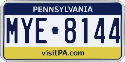 PA license plate MYE8144