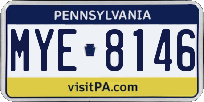 PA license plate MYE8146