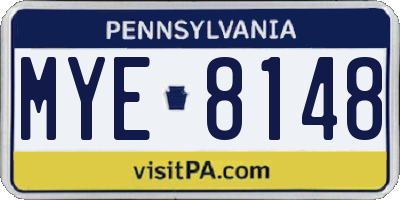 PA license plate MYE8148
