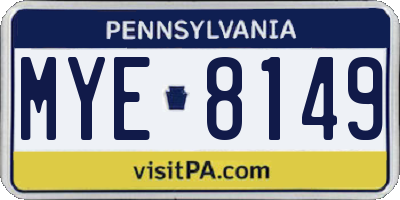 PA license plate MYE8149