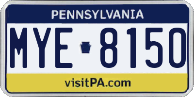 PA license plate MYE8150