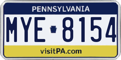PA license plate MYE8154