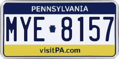 PA license plate MYE8157