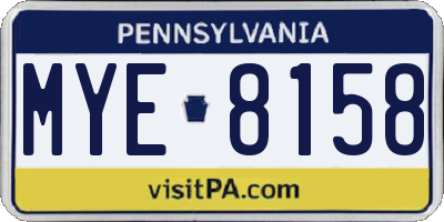 PA license plate MYE8158