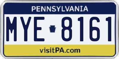 PA license plate MYE8161